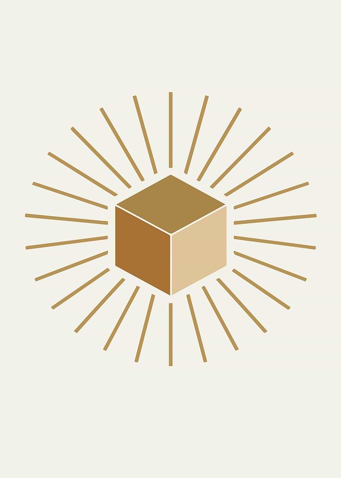 Geometric Cube with Radiating Lines