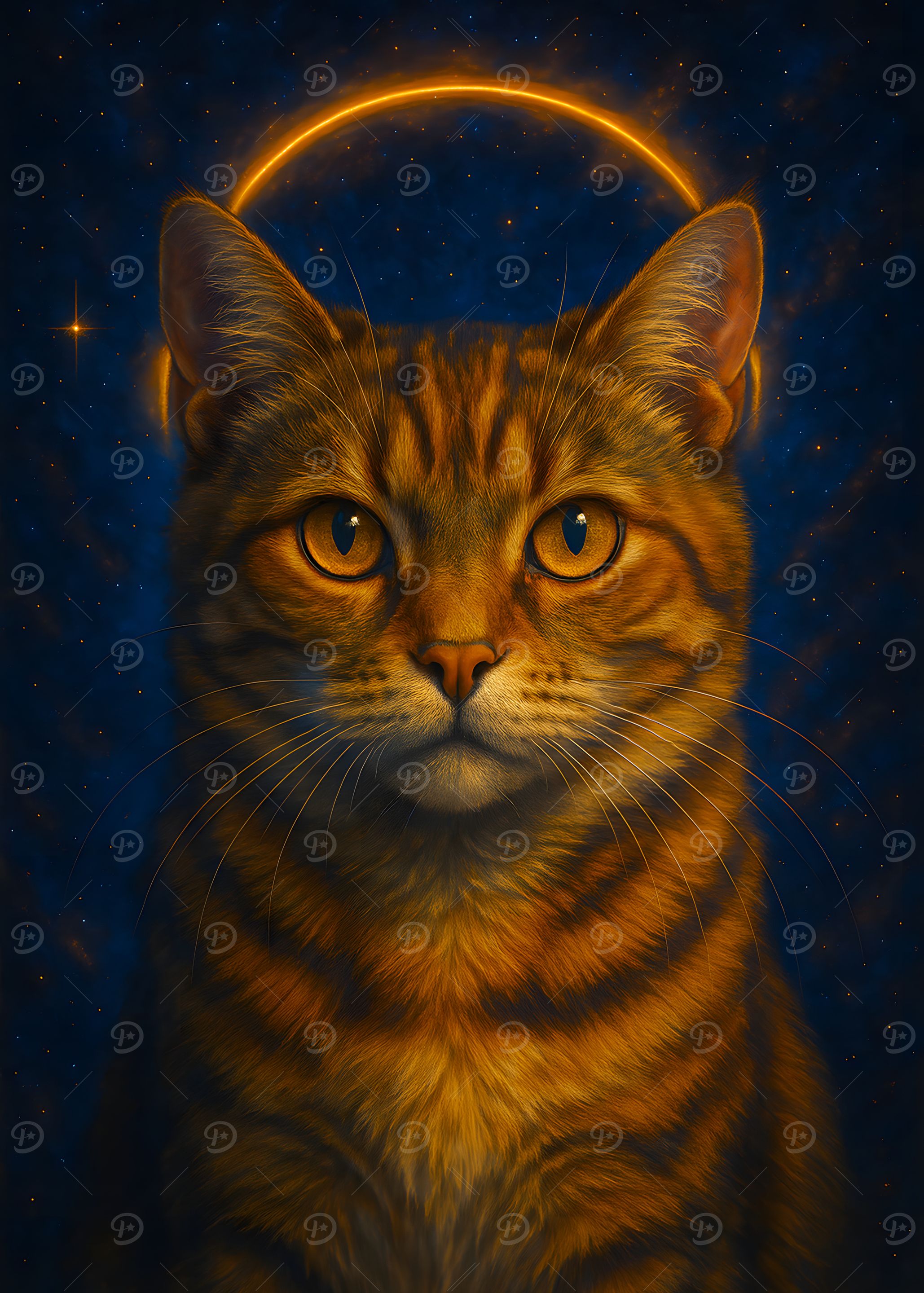Celestial Tabby Cat Portrait