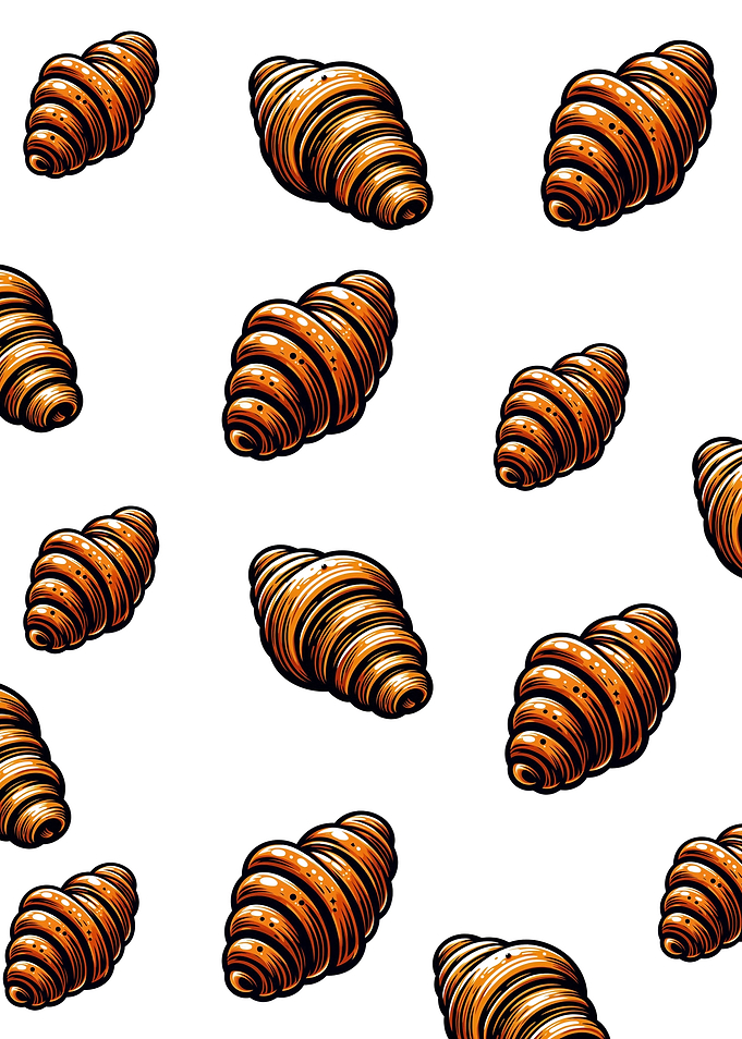 Croissant Pattern on White Background