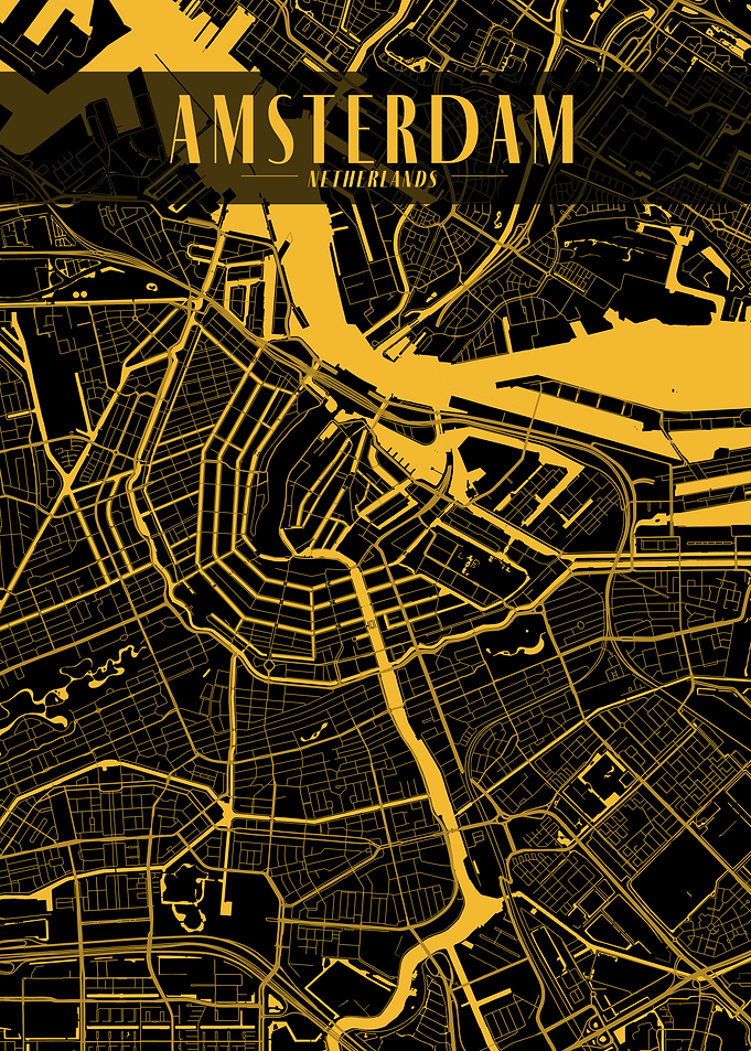 Amsterdam Golden Map Art