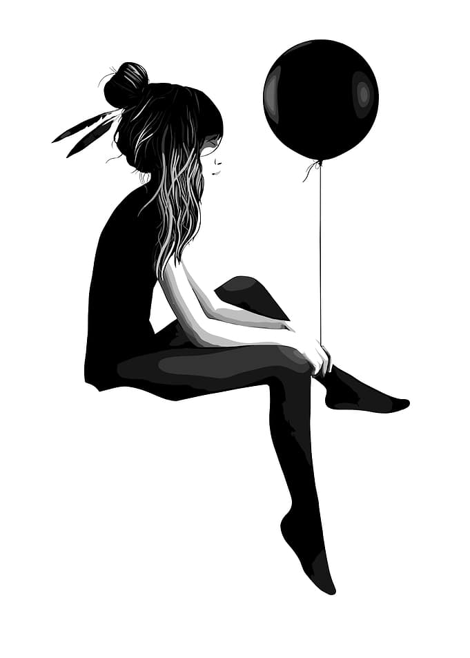 Girl with Balloon Black and White