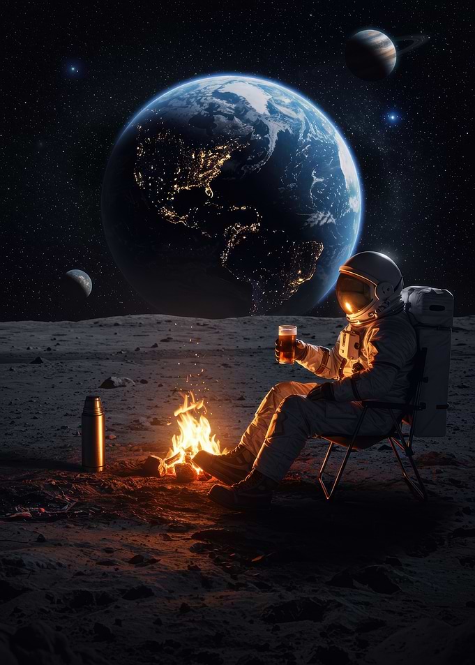 Astronaut Relaxing on the Moon