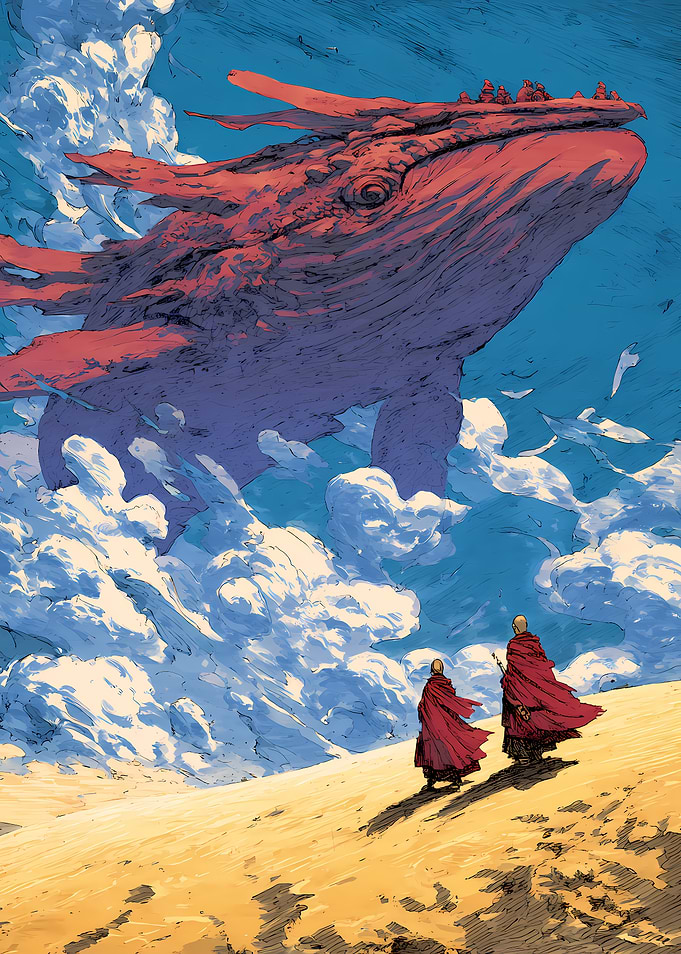 Monks, Whale, and Clouds