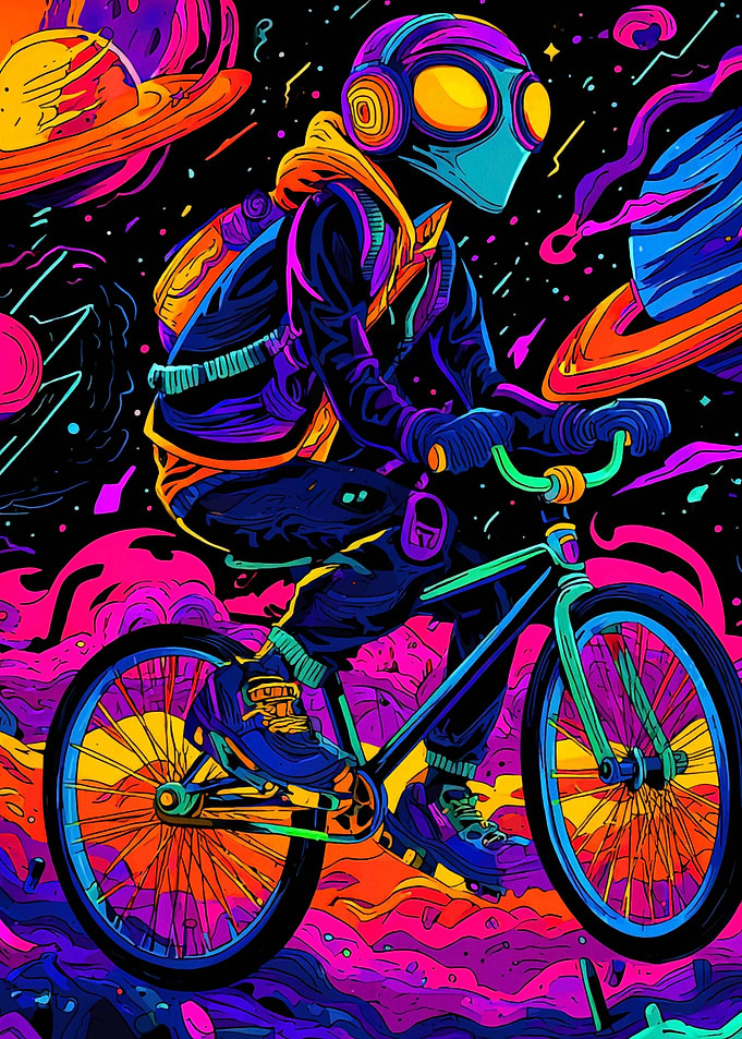 Astronaut Biker in Space