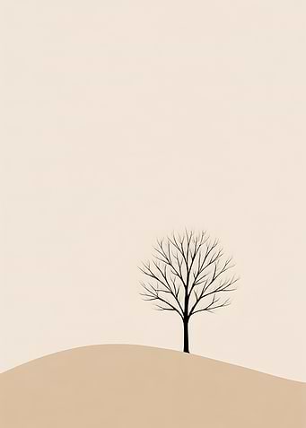 Solitude on Sand - Minimalist Tree Silhouette