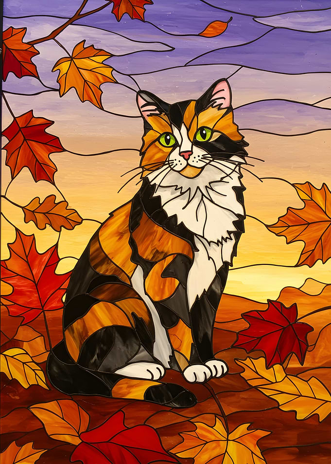 Calico Cat Stained Glass Art