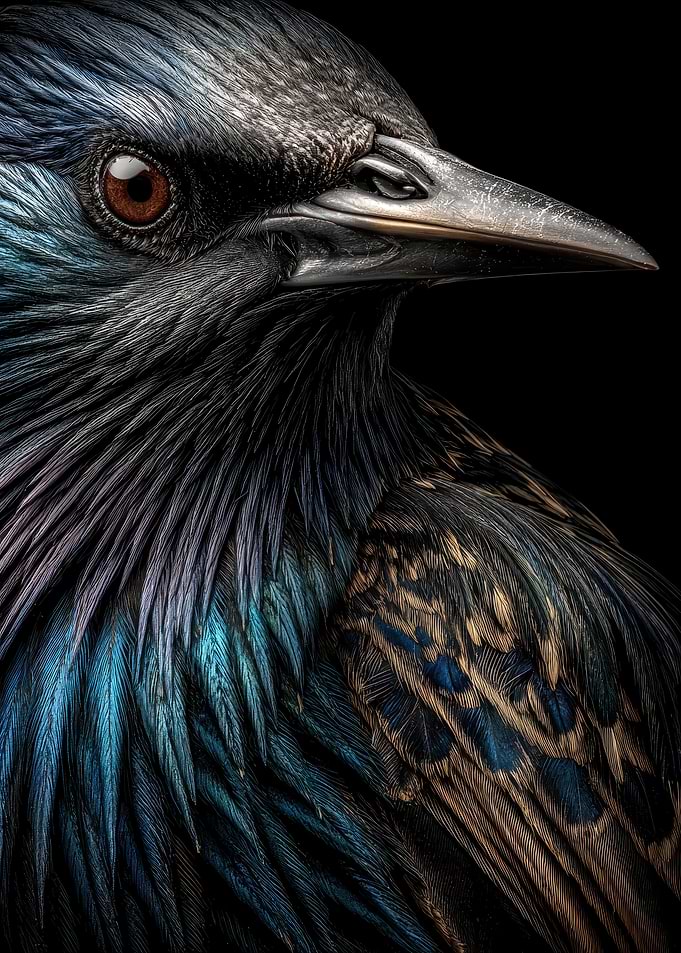 Detailed Starling Bird Portrait