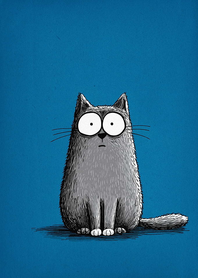 Cartoon Cat with Wide Eyes
