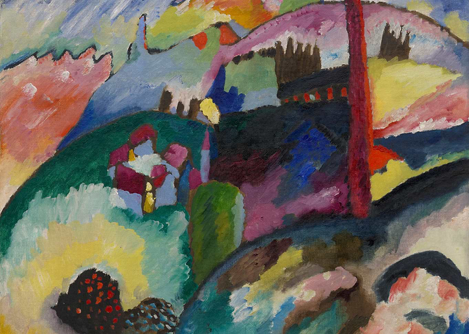 Abstract Landscape Painting with Vibrant Colors