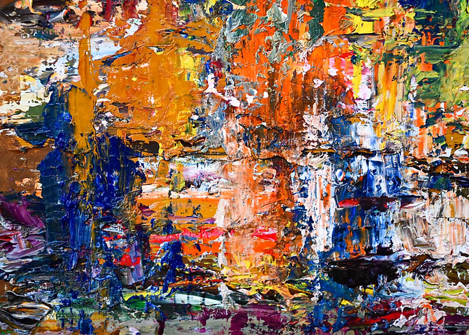 Abstract Expressionist Painting with Bold Colors