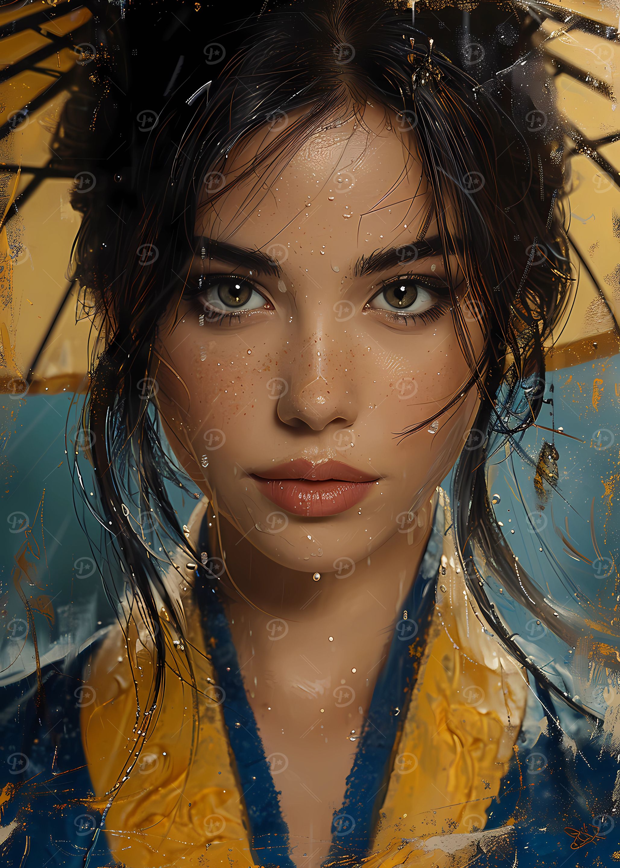Woman with Umbrella in the Rain