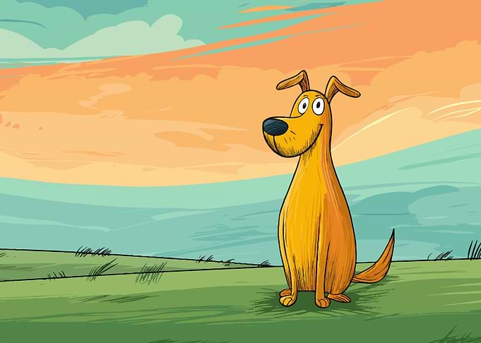 Cartoon Dog in a Field