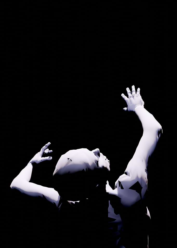 Figure Reaching Up in the Dark