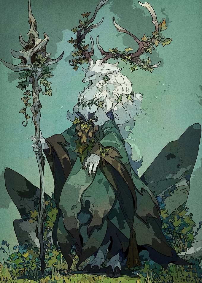 Forest Spirit Antlers Staff