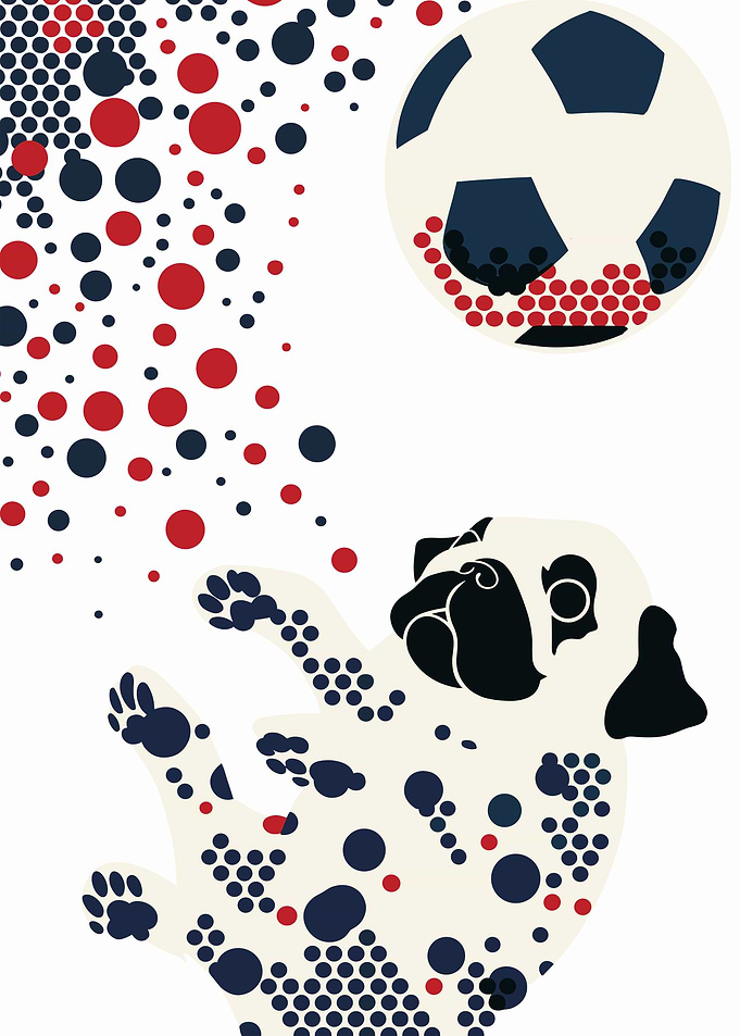 Pug and Soccer Ball Art