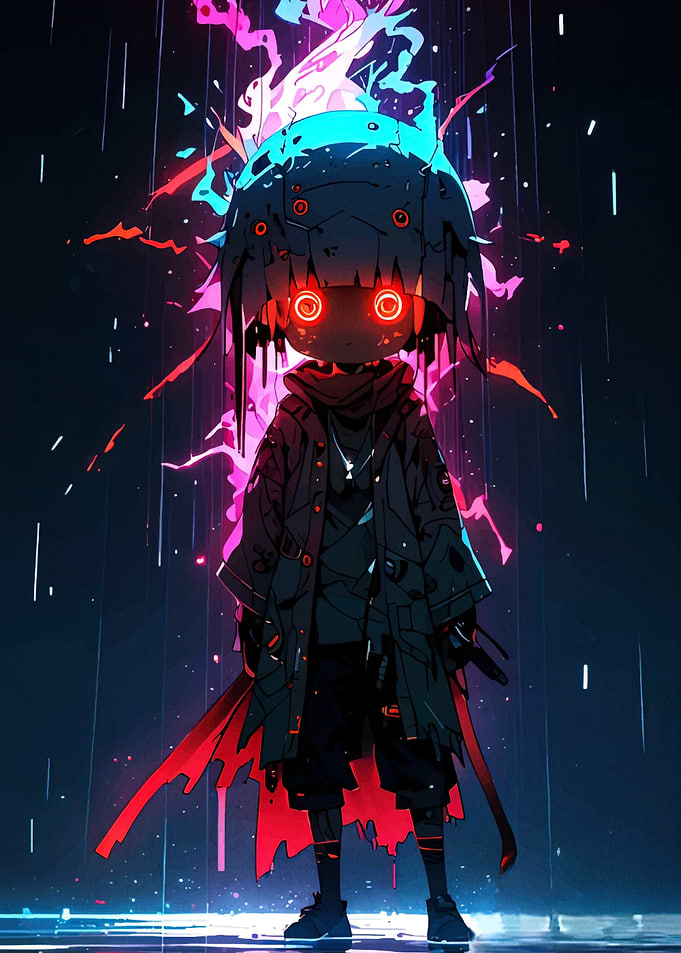 Cyberpunk Character with Glowing Eyes
