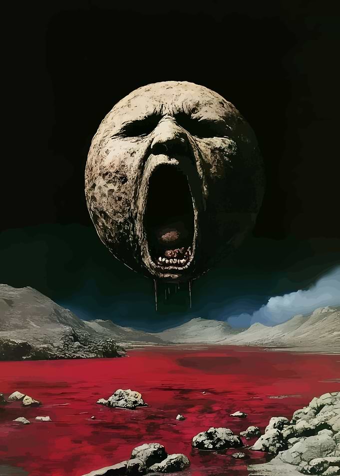 Screaming Moon over Blood Red Lake