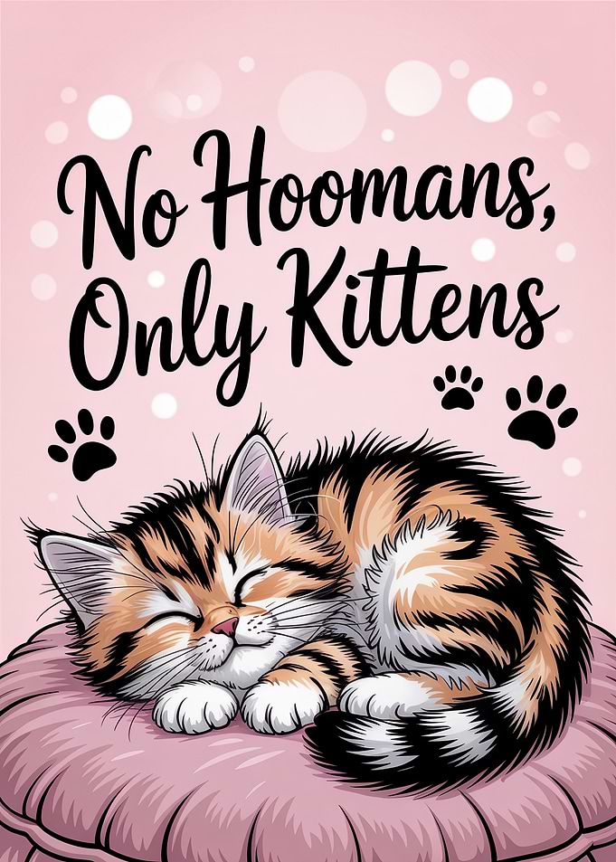 Sleeping Kitten on Pillow Illustration