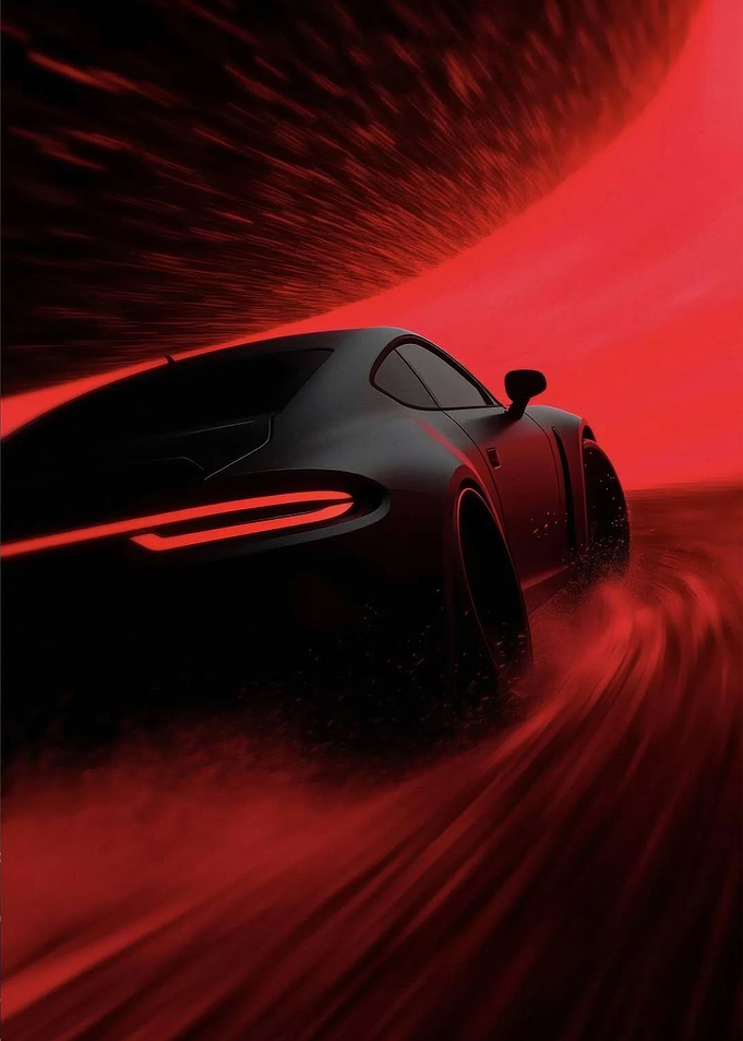 Black Car Drifting in Red