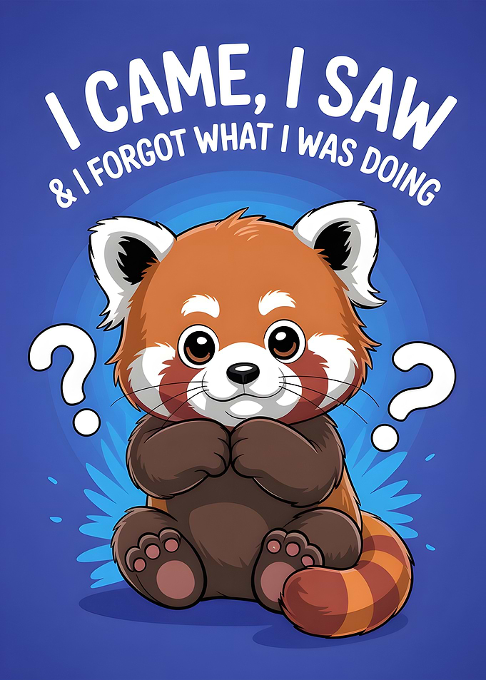 Confused Red Panda Cartoon Illustration