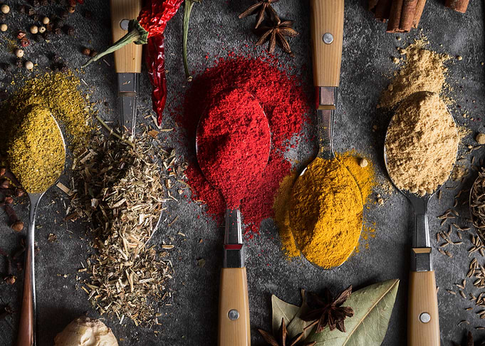 Herbs and Spices on Spoons