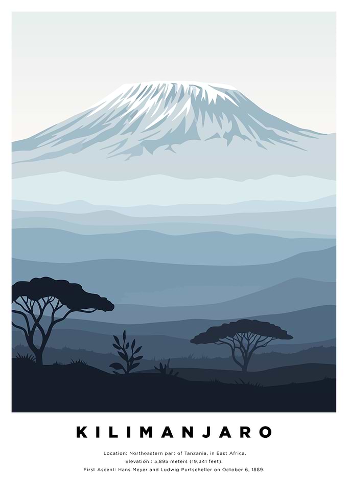 Kilimanjaro Mountain Minimalist Art Print