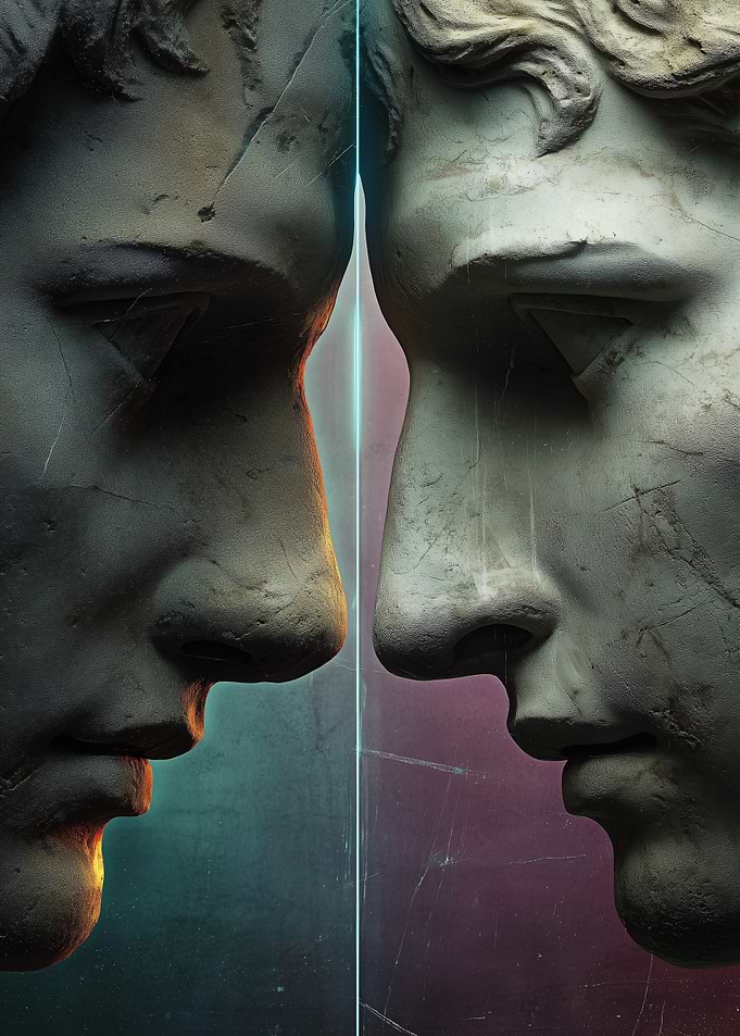 Two Faces Sculpture