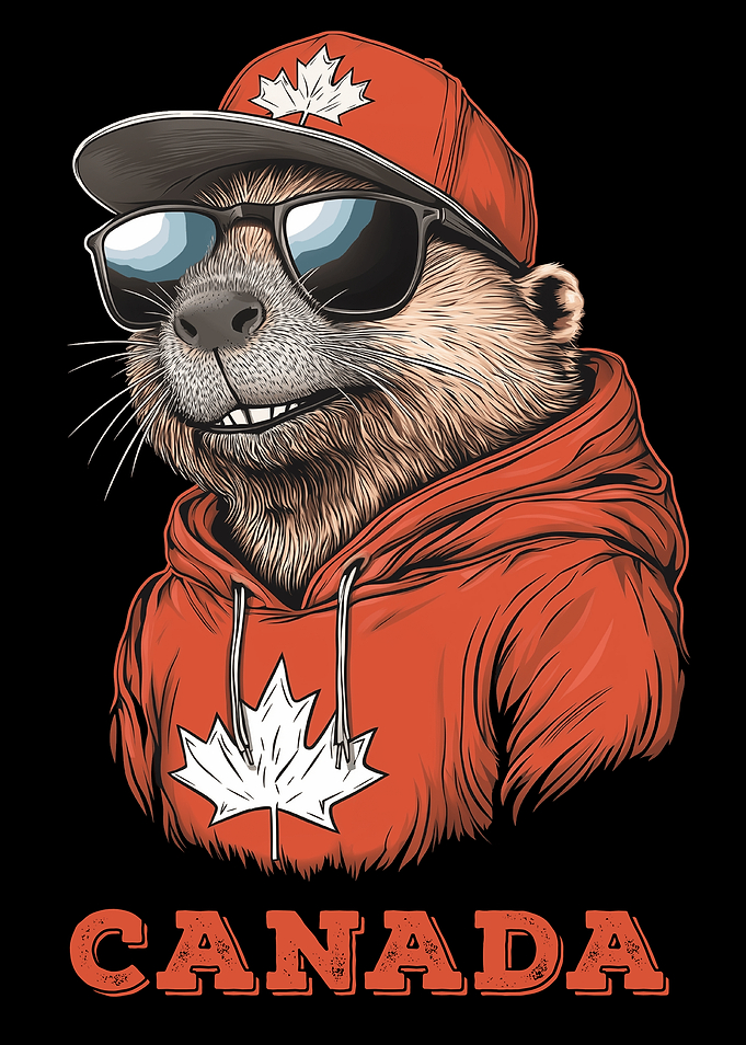 Cool Canadian Sport Beaver with Maple Leaf Hat