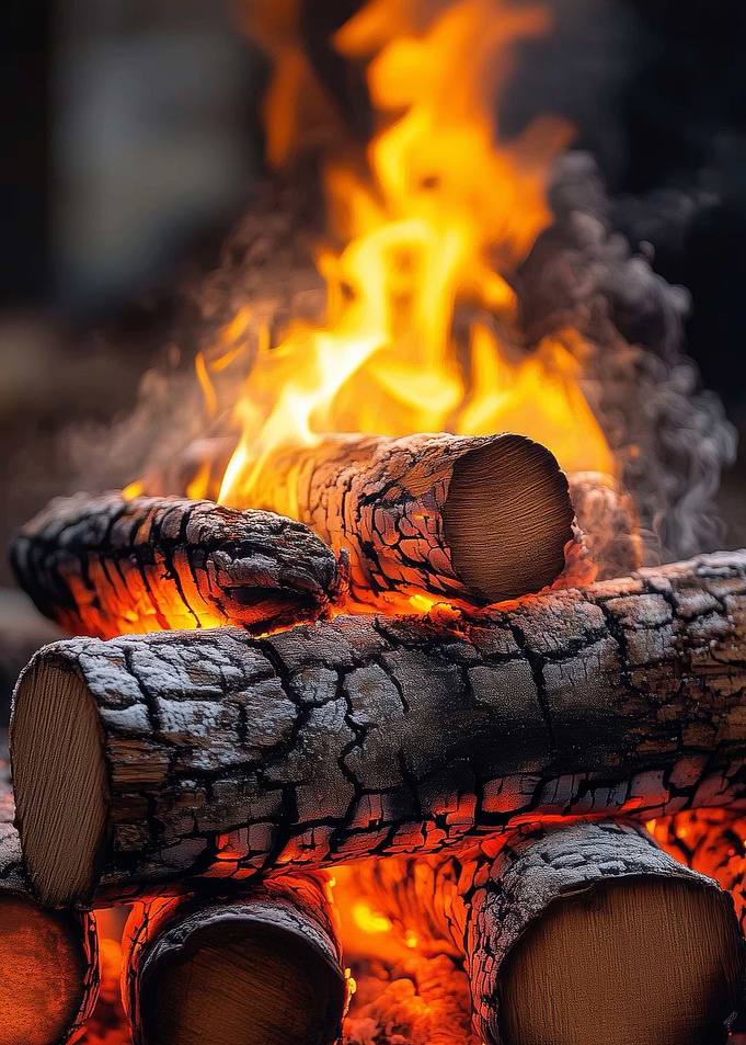 Burning Firewood Stack
