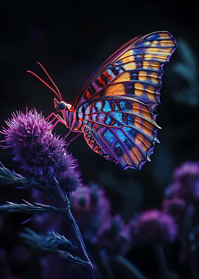 Colorful Butterfly on Thistle Flower