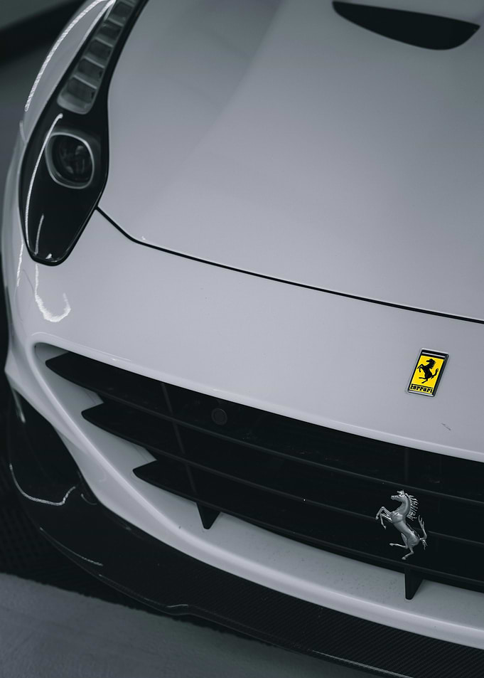 White Ferrari Front View