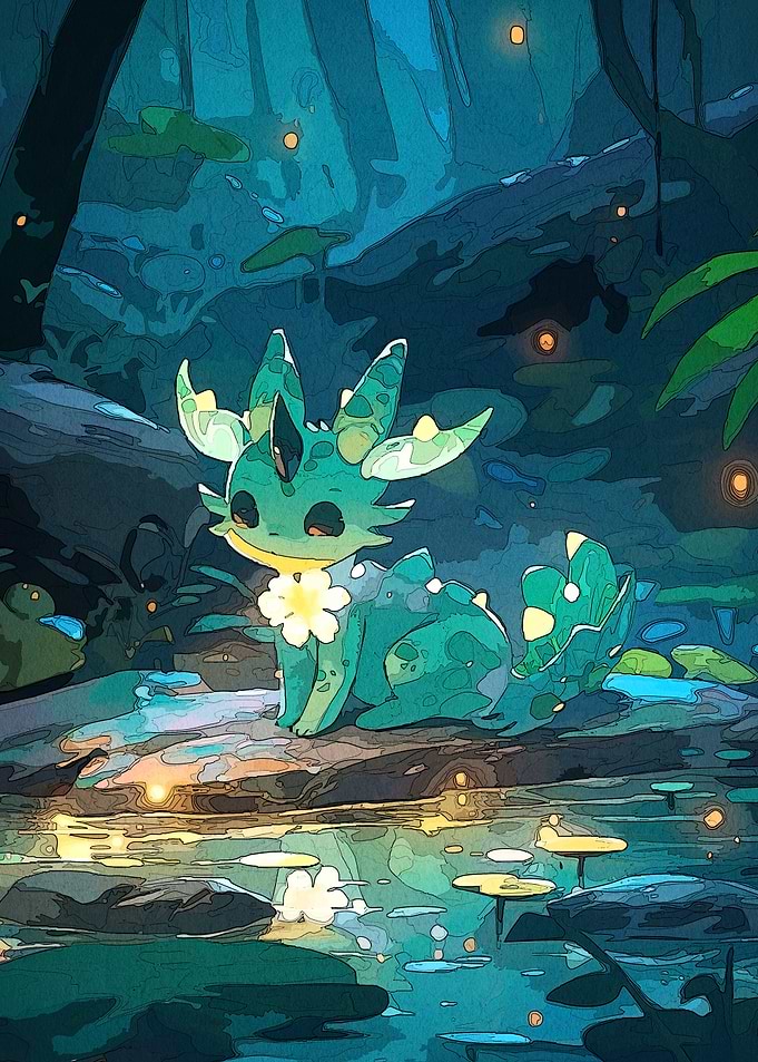 Green Creature Forest Pond