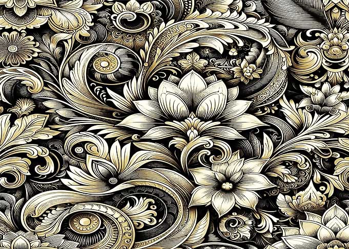 Floral Ornament in Gold and Black