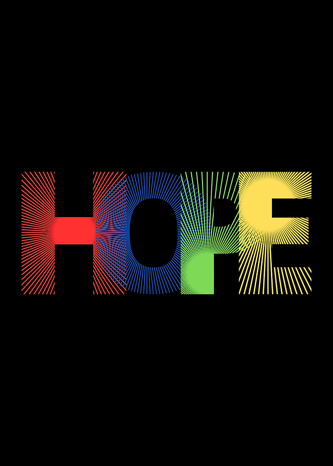 Colorful Hope Text Art on Black
