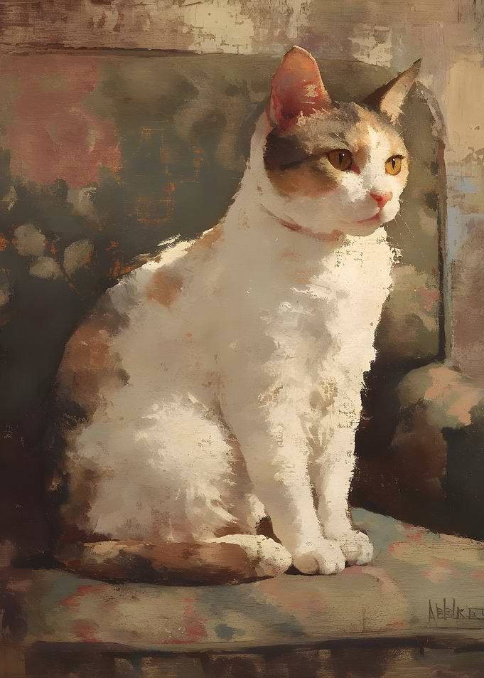 Calico Cat Portrait Painting