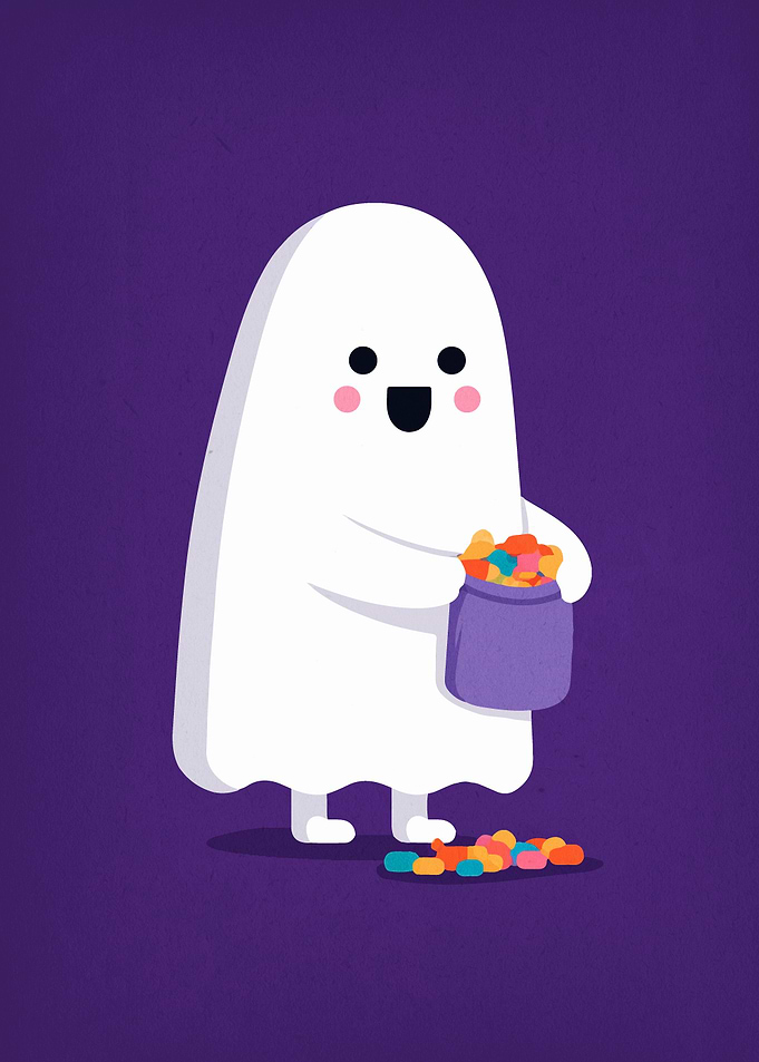 Cute Ghost with Candy