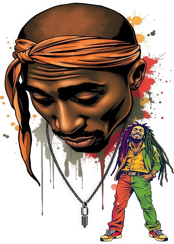 Tupac and Bob Marley Illustration