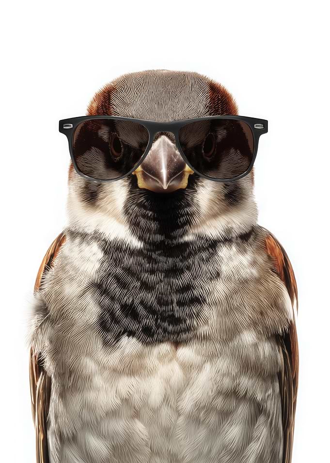 Cool Sparrow with Sunglasses