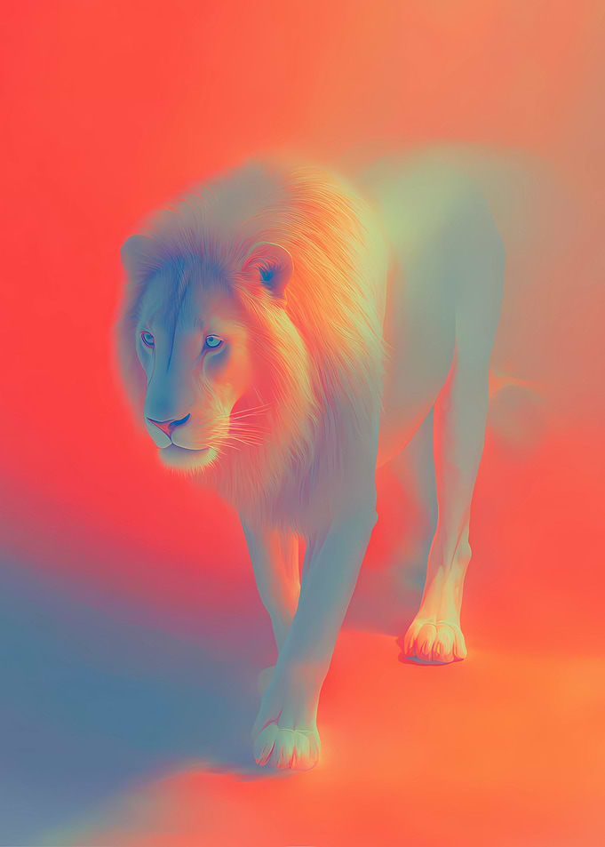 Lion in Vibrant Hues
