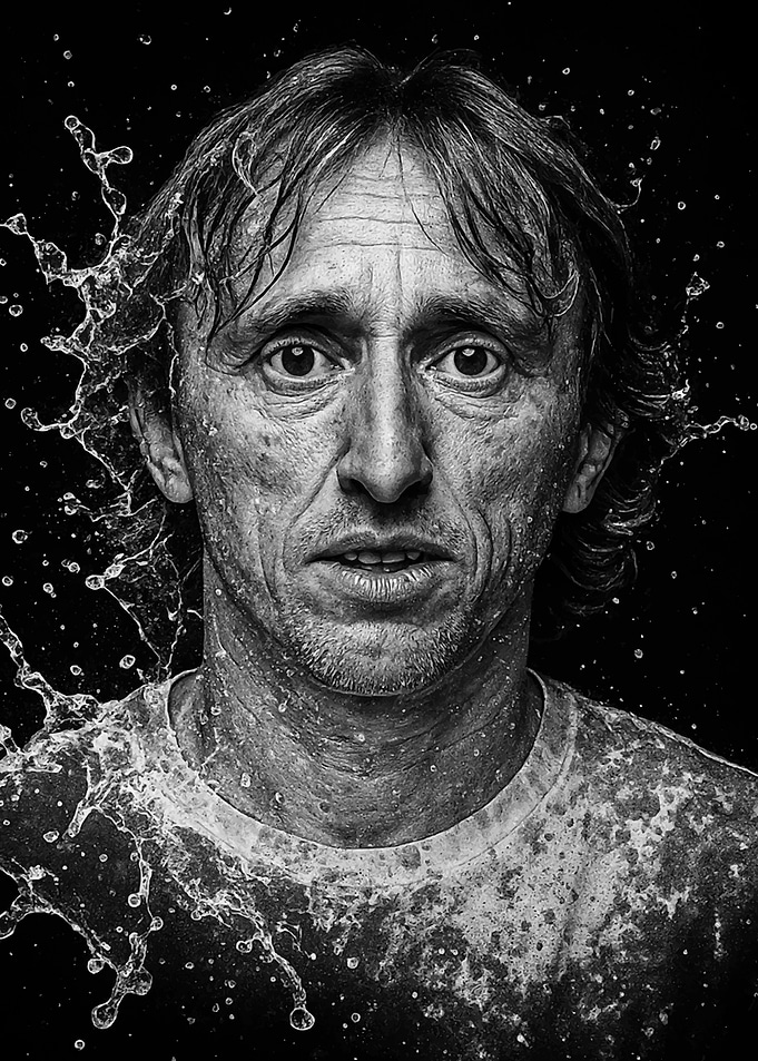 Luka Modrić Portrait with Water Splash