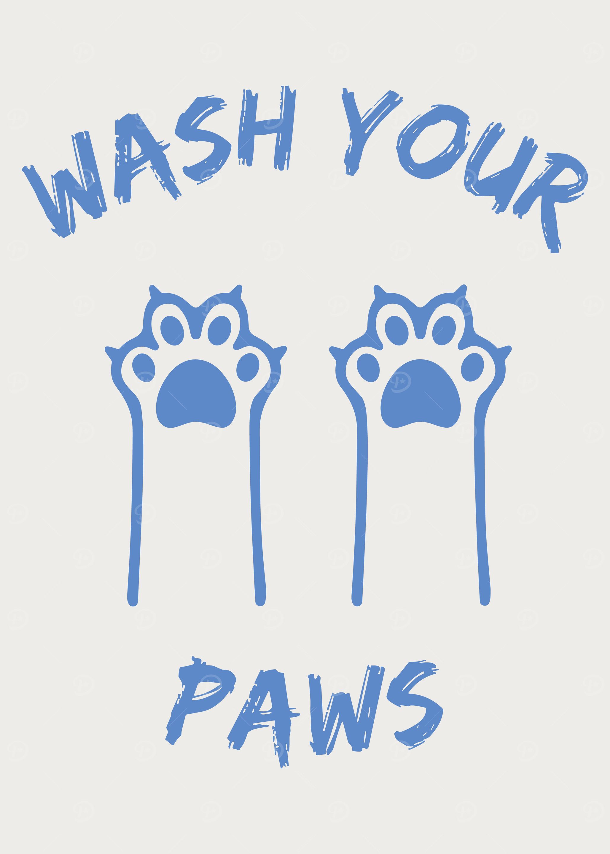 Wash Your Paws Bathroom Wall Art, Funny Cat Poster, Funny Cat Bathroom Art