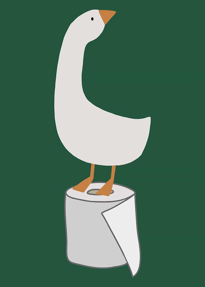 Goose on Toilet Paper Roll