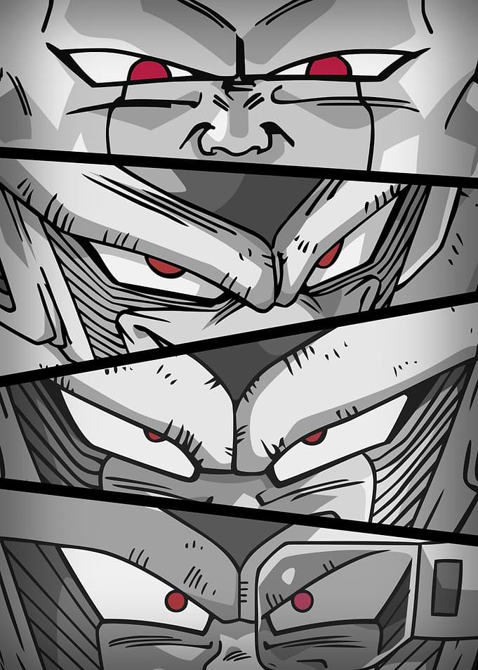 DBZ Eyes Frieza Forms BW