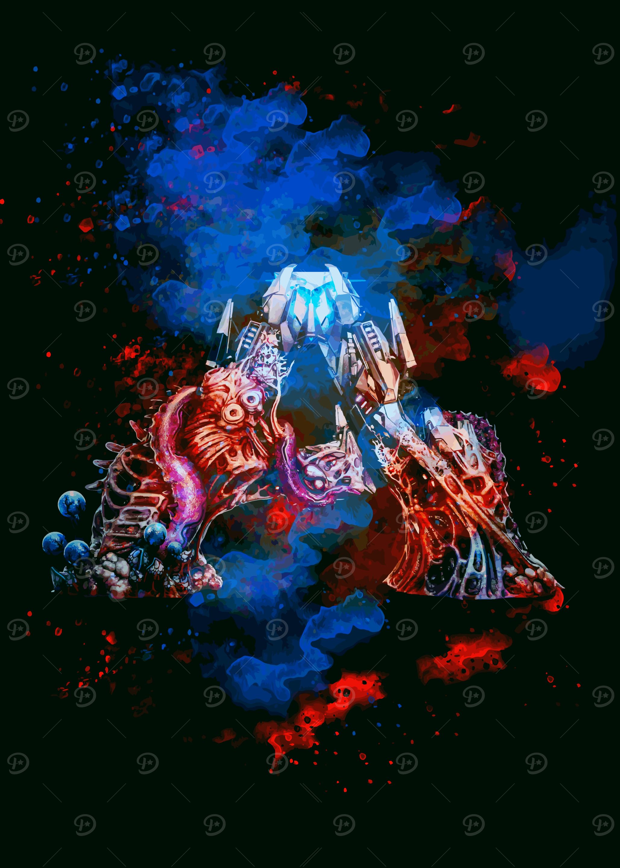 Abstract Sci-Fi Creature and Robot Fusion