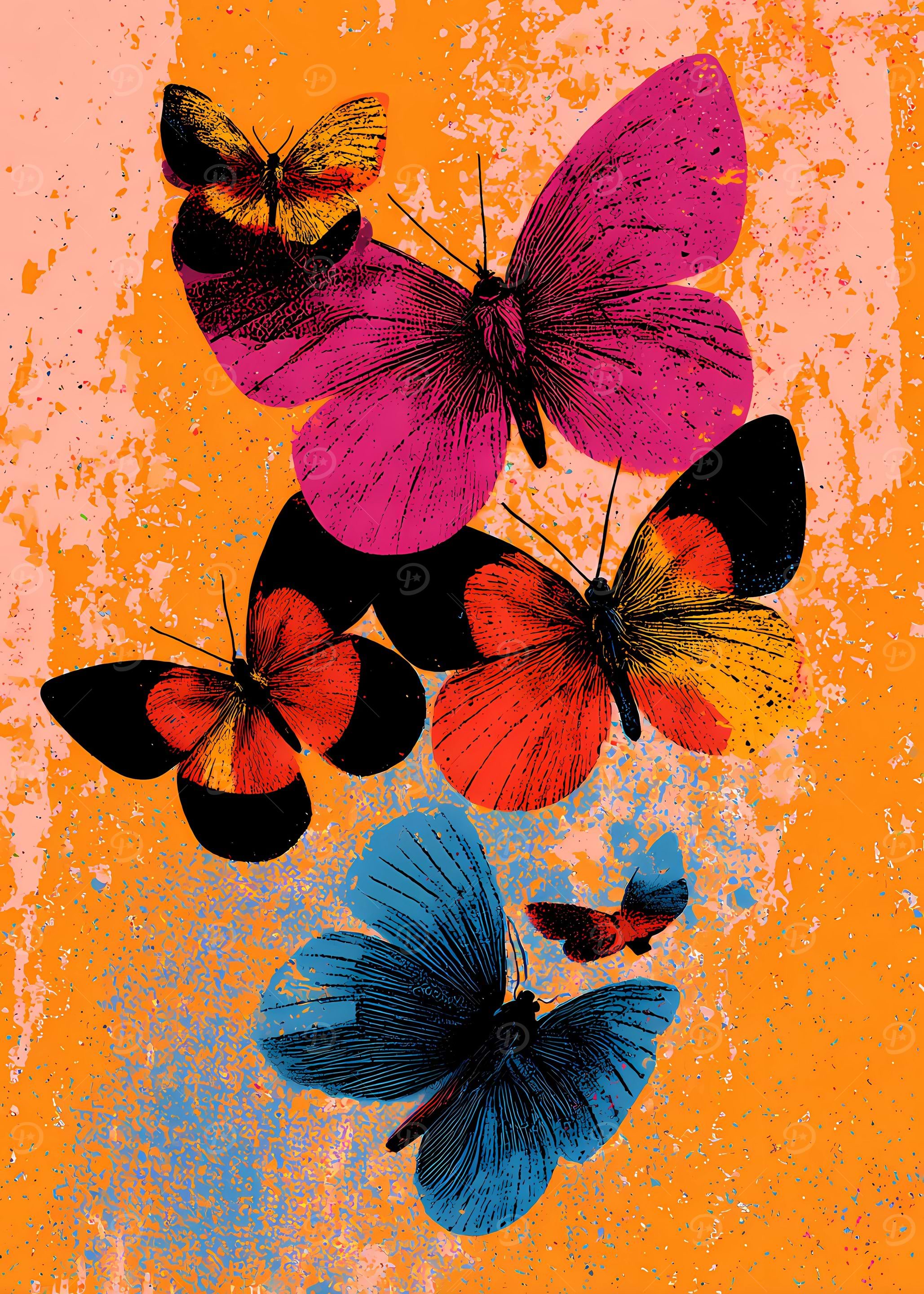 Colorful Butterfly Composition on Textured Background