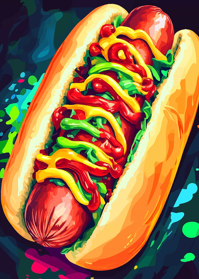 Colorful Hot Dog Illustration