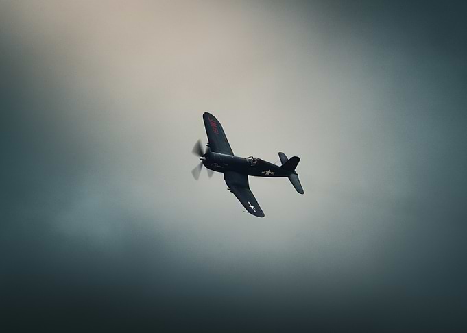 Vintage Corsair Plane in Flight