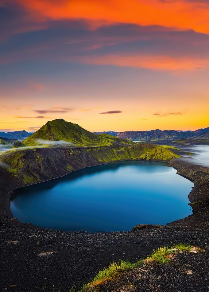 Icelandic Lake at Sunset