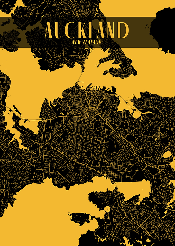 Auckland Golden Map Art