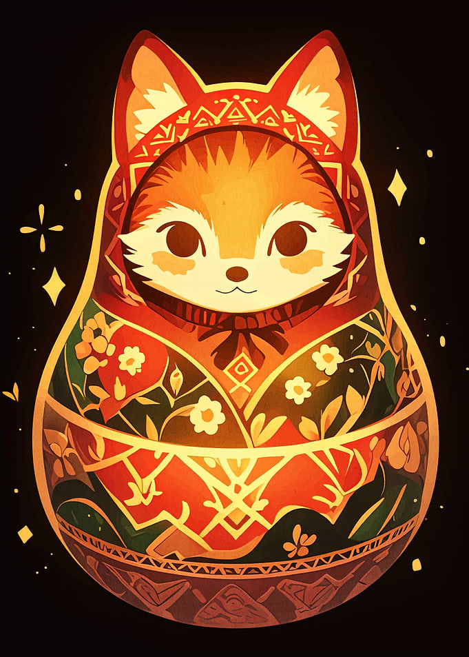 Fox Matryoshka Doll Illustration